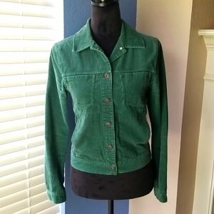 Green Corduroy Cotton Jeans Style Jacket in Size 4